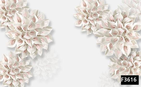 Beyaz fonda kabartmalı çiçekler 3d duvar kağıdı f3616 - 0