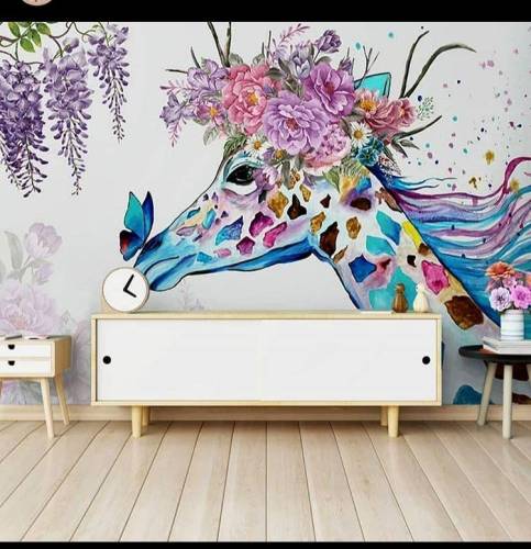Çiçekli unicorn kelebek duvar kağıdı - 0