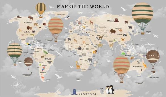 İngilizce Çocuk Odası Dünya Haritası duvar kağıdı - 0
