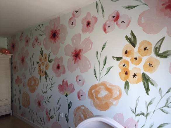Pastel çiçekli genç ve çocuk odası duvar kağıdı - 4