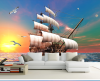 Yelkenli Gemi Gün Batımı Hırçın Deniz Duvar Kağıdı - Thumbnail (2)