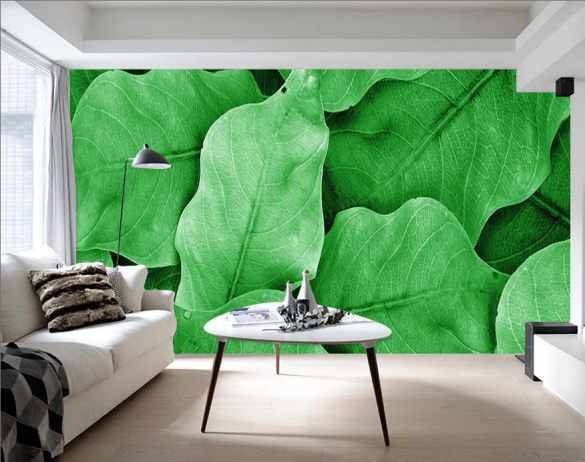 Yeşil Yaprak Desenli 3D Duvar Kağıdı - 2