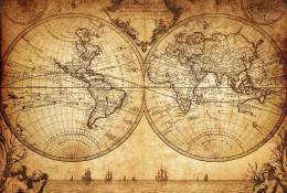 4-1480 Vintage haritası eski dünya haritası