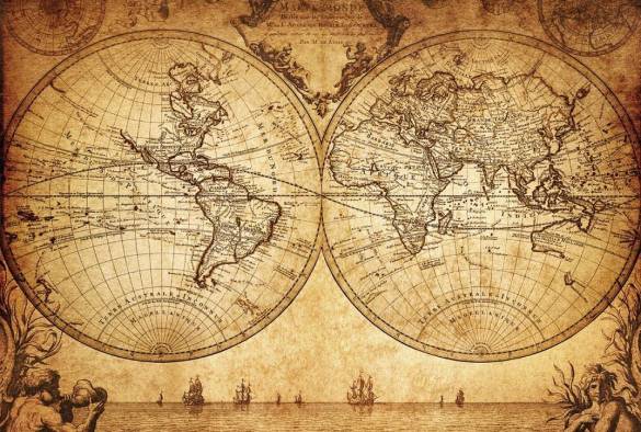 4-1480 Vintage haritası eski dünya haritası - 0