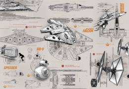 8-493 Komar Star Wars Blueprints Çocuk Odası Duvar Kağıdı
