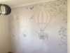 Balonda Fil uçuyor Kelebekli Çiçekli çocuk odası duvar kağıdı - Thumbnail (2)