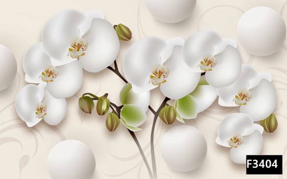 Beyaz çiçekler 3d duvar kağıdı f3404 - 0