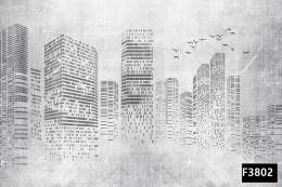 Binalar kuşlar şehir manzaralı 3d duvar kağıdı f3802