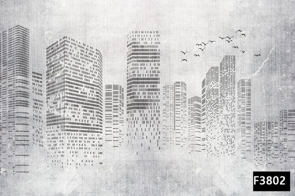 Binalar kuşlar şehir manzaralı 3d duvar kağıdı f3802 - 0