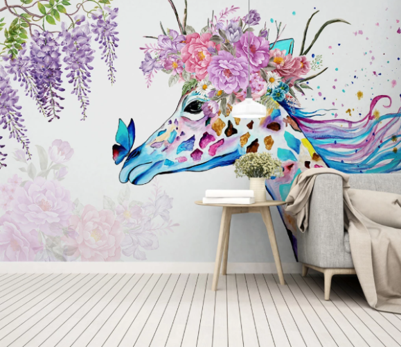 Çiçekli unicorn kelebek duvar kağıdı - 1