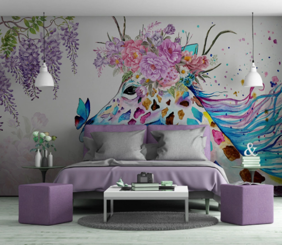 Çiçekli unicorn kelebek duvar kağıdı - 2