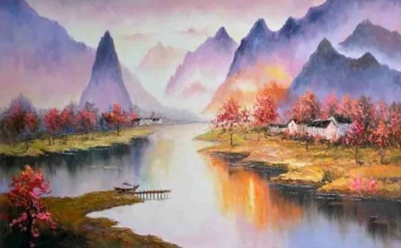 Dağ göl orman tablo görünümlü duvar kağıdı - 1