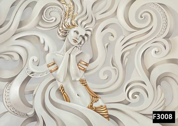 Dekoratif gold kadın 3d duvar kağıdı f3008 - 0