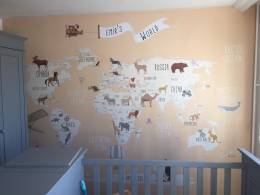 Dünya haritası çocuk odası Turuncu fon