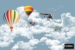 Gökyüzü uçan balonlar uçaklar çocuk odası duvar kağıdı f2004