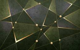 Gold Açık Yeşil Geometrik Desenli 3D Duvar Kağıdı