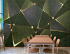Gold Açık Yeşil Geometrik Desenli 3D Duvar Kağıdı - Thumbnail (5)