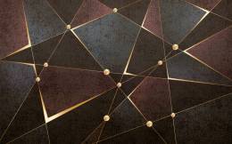 Gold Bordo Geometrik Desenli 3D Duvar Kağıdı