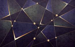 Gold Lacivert Geometrik Desenli 3D Duvar Kağıdı