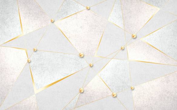 Gold Mavi Geometrik Desenli 3D Duvar Kağıdı - 0
