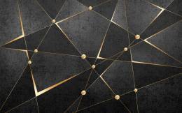 Gold Siyah Geometrik Desenli 3D Duvar Kağıdı