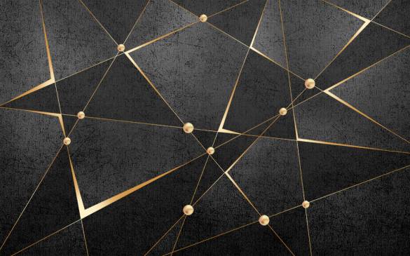 Gold Siyah Geometrik Desenli 3D Duvar Kağıdı - 0