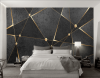 Gold Siyah Geometrik Desenli 3D Duvar Kağıdı - Thumbnail (3)