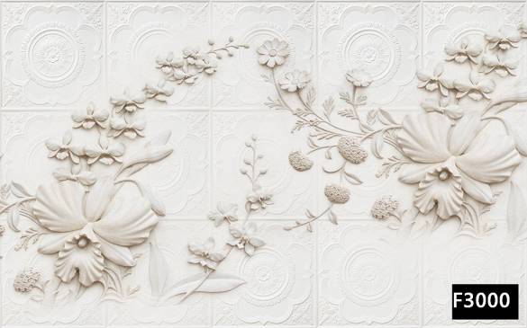 Kabartmalı çiçek desenli 3d duvar kağıdı f3000 - 0