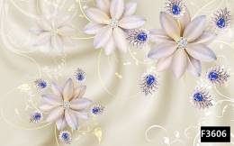 Mavi elmaslı pırlantalı çiçekler 3d duvar kağıdı f3606