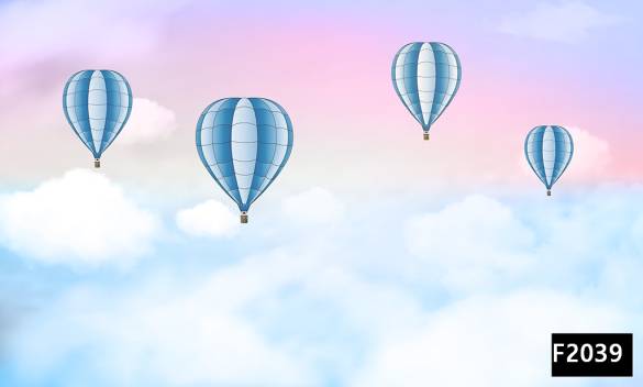 Mavi gökyüzü uçan balonlar çocuk odası duvar kağıdı f2039 - 0