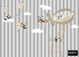 Pandalar zeplin bulut uçan balon çocuk odası duvar kağıdı f2371