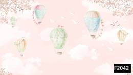 Pembe gökyüzü renkli uçan balon çocuk odası duvar kağıdı f2042