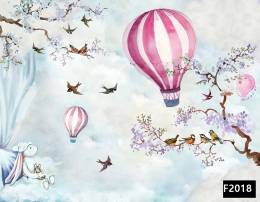 Pembe uçan balon kuşlar çocuk odası duvar kağıdı f2018