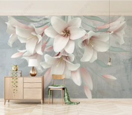 Pembe Zambak Çiçeği 3D Duvar Kağıdı