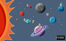 Renkli gezegenler uzay güneş çocuk odası duvar kağıdı f2202