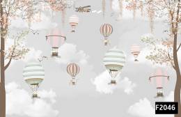 Renkli uçan balonlar gökyüzü çocuk odası duvar kağıdı f2046