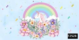 Renkli unicornlar çiçek gökkuşağı çocuk odası duvar kağıdı f2528