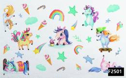 Renkli unicornlar gökkuşağı çocuk odası duvar kağıdı f2501