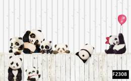Sevimli pandalar çocuk odası duvar kağıdı f2308