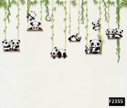 Sevimli pandalar salıncak çocuk odası duvar kağıdı f2355