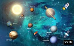 Türkçe gezegenler güneş uzay çocuk odası duvar kağıdı f2218