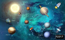 Türkçe gezegenler uzay güneş çocuk odası duvar kağıdı f2217