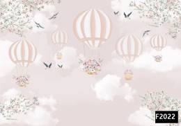 Uçan balonda kuşlar gökyüzü çocuk odası duvar kağıdı f2022