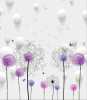 Uçuşan Çiçekler lila pembe renk kelebekli duvar kağıdı - Thumbnail (2)