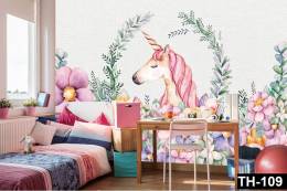 Unicorn Kız Çocuk Odası için Duvar Kağıdı