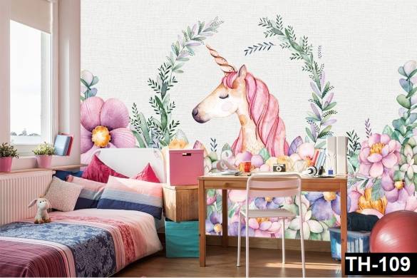 Unicorn Kız Çocuk Odası için Duvar Kağıdı - 0