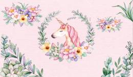 Unicorn ve Çiçekli Çocuk Odası Duvar Kağıdı