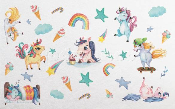 Unicornlar çocuk odası duvar kağıdı - 0