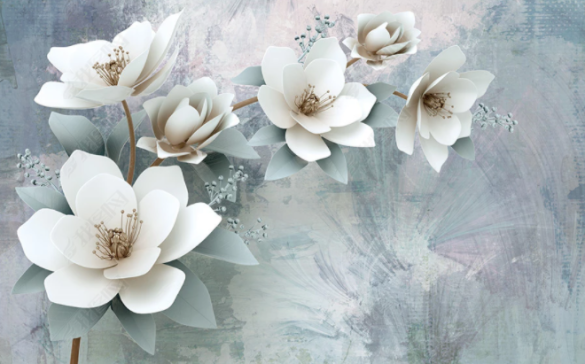 Yağlı Boya Tarzı Çiçek Desenli 3D Duvar Kağıdı - 2