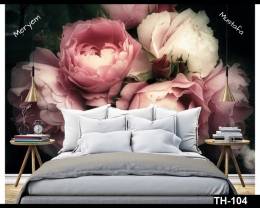 Yatak Odası Büyük Çiçekli Duvar Kağıdı